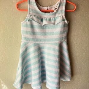 Striped Sleeveless Dress in Mint and White